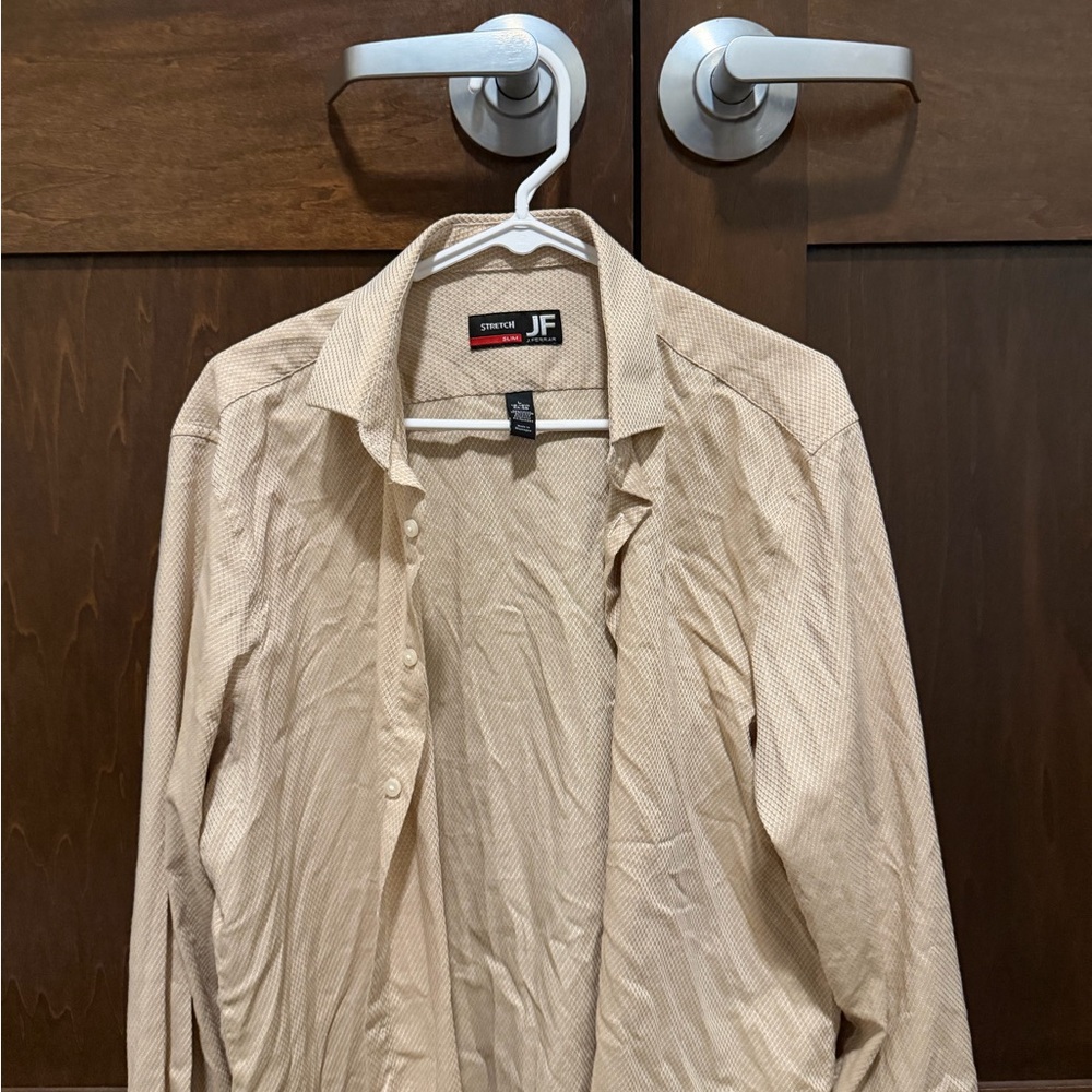 JF J.Ferrar Men's Dress Shirt in Beige